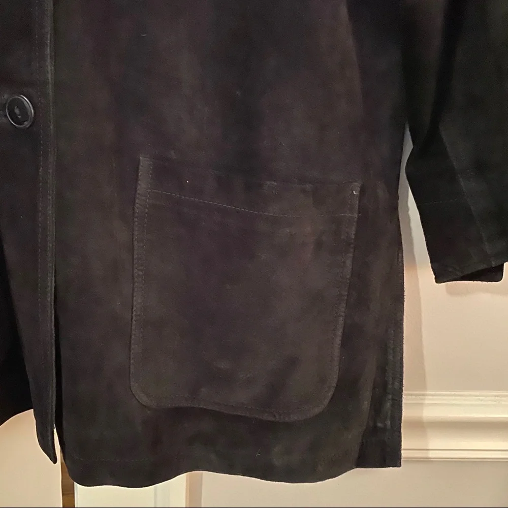 Suede Jacket Car Coat Black Womens Size Large - Picture 9 of 11